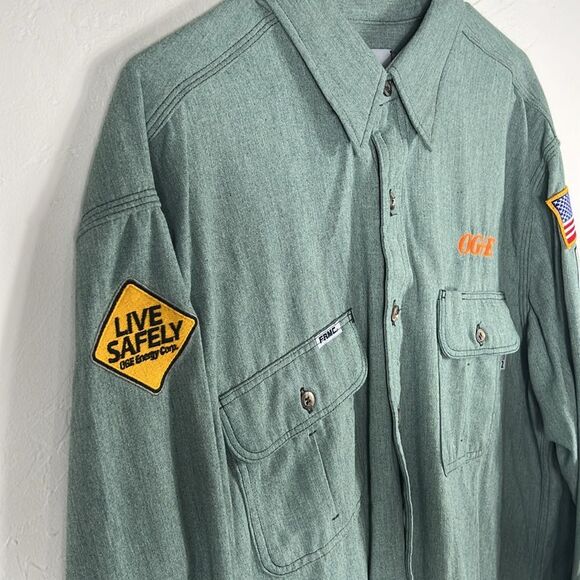 🔥🔥 TYNDALE FR Thick Heavy LS Button Down Shirt - Green - XL Reg - PERFECT - Picture 7 of 11